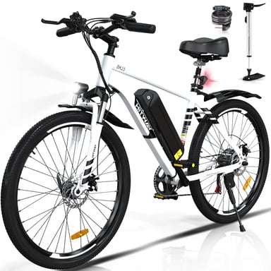 Bicicleta eléctrica - HITWAY BK15 - Neumático 26 pulgadas - Transmisión 7 velocidades - Batería extraíble - Blanco