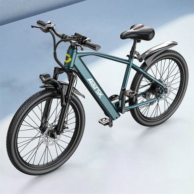 Aairsk GT900 26'' VTT et vélo de ville électrique Bleu, vitesse maximale de 25 km/h, vitesses 7/21 et double suspension