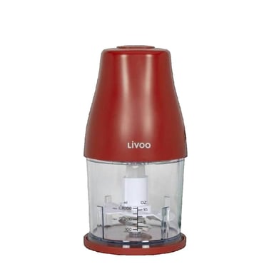 Picadora - LIVOO - DOP244R - 400W - 1 velocidad y turbo - Recipiente graduado 300 ml - 2 cuchillas de acero inoxidable