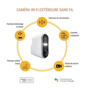 Camini Air 2 Solar - Cámara Wi-Fi inalámbrica para exteriores con panel solar