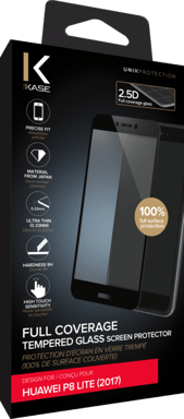 Protection d'écran en verre trempé (100% de surface couverte) pour Huawei P8 Lite (2017), Noir