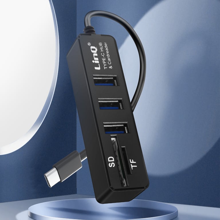 Hub USB C 5 en 1 avec 3 Ports USB et Lecteur Carte SD / Micro SD LinQ Neuf - vue 2