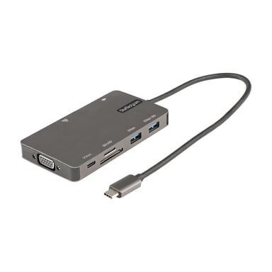 StarTech.com Adaptateur Multiport USB-C - Dock de voyage HDMI 4K 30Hz ou VGA - Hub USB 3.0 5Gbps (Ports USB A / USB C) - 100W Power Delivery - SD/Micro SD - GbE - Mini Dock USB Type-C - Câble 30cm - Neuf