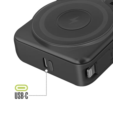 Chargeur Externe MagSafe 10000mAh Câble iPhone Lightning et USB C Noir