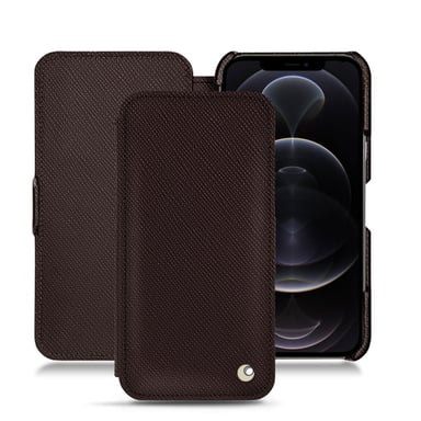 Housse cuir Apple iPhone 12 Pro Max - Rabat horizontal - Marron envoûtant ( Pantone #4e3629 ) - Cuir saffiano