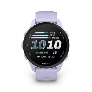Garmin Forerunner 70 Montre connectée GPS AMOLED 1,2'' Cool Lavender Noir capteur fréquence cardiaque et SpO2