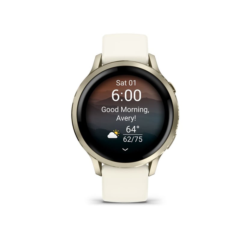 Venu 4 - Montre connectée 41 mm, GPS intégré en Acier et Silicone - Beige et Or - Neuf