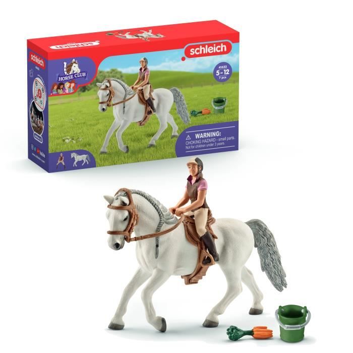 Figurine Cavalière sur jument lipizzan Cavalier et Jument Réalistes avec Seau et Selle Schleich 41433 Horse club - vue 2
