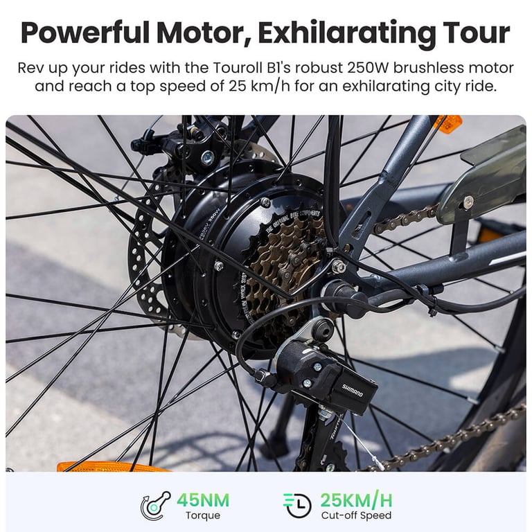 Touroll B1 Vélo Électrique 26 vélo électrique Urbain avec 36V 15.6Ah Batterie Amovible Vélo de Ville électrique 7 Vitesses E Bike Urbain pour Adulte Neuf - vue 2