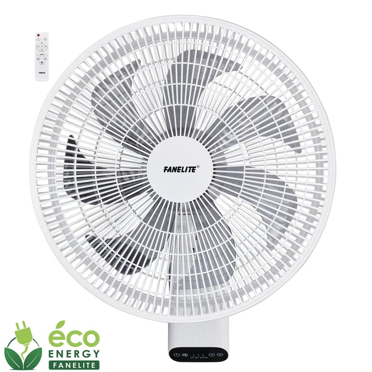 Fanelite - Ventilateur mural FW40-DC - Moteur DC - Hélice 40 cm - 7 vitesses - Oscillant ou fixe - 28W - Silencieux - Neuf