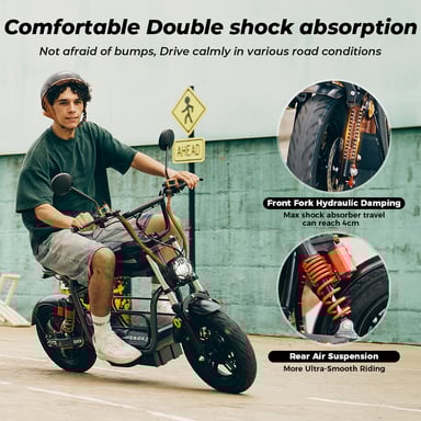 Trottinette électrique iScooter DX5 pour adultes, moteur 1000W, autonomie 60-72 km, pneus 15'', clé NFC, freins hydrauliques, panier amovible