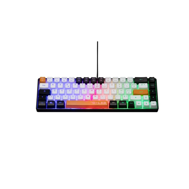 Clavier gaming filaire 60% THE G-LAB Keyz Hydrogen AZERTY RGB Noir/Blanc/Orange, anti-ghosting 19 touches, touches multimédia - Neuf