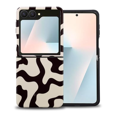 Selencia Coque arrière Vivid pour Samsung Galaxy Z Flip 7 - Art Wave Black