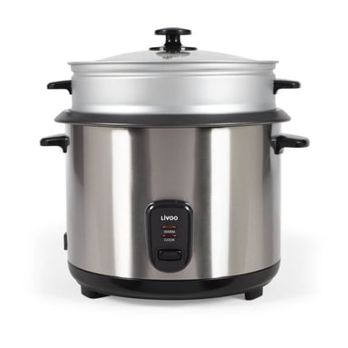 Cuiseur a riz et vapeur acier inoxydable - LIVOO - DOC293 - 1000W - 2,8L - Acier inoxydable - Maintien au chaud