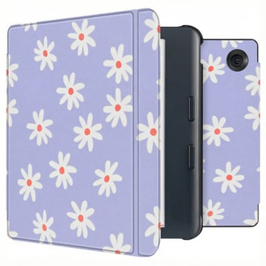imoshion Design Slim Hard Sleepcover avec support pour Kobo Libra Colour - Flowers Distance
