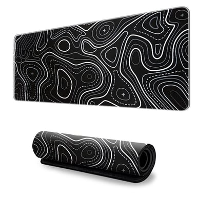 Alfombrilla de ratón grande - Alfombrilla de escritorio con diseño topográfico Black M