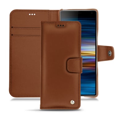 Housse cuir Sony Xperia 10 -  - Marron - Cuir lisse