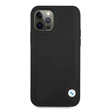 Custodia BMW per iPhone 12/12 Pro 6,1'' in pelle nera goffrata