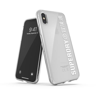 Superdry Custodia Per IPhone X / XS – Cover In Tela Con Logo, Protezione Antiurto E Anticaduta, Bordi Rialzati, Colore Nero