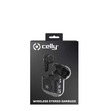 Celly SHEER Cuffie stereo senza fili (TWS) per chiamate/musica Nero, trasparente
