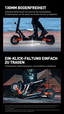 JOYOR T6E PRO Plegable Patinete Eléctrico Certificación ABE - Motor 500W Batería 48V26AH Neumáticos 10'' - Negro
