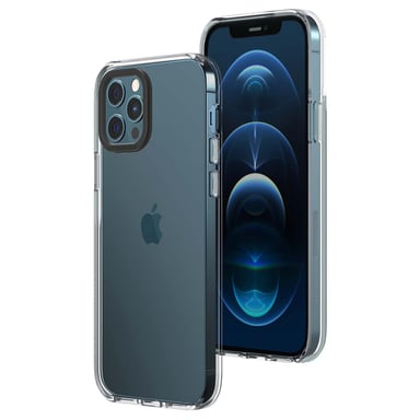 RHINOSHIELD Crystal Clear Compatible avec [iPhone 12/12 Pro] Résiste au jaunissement, Haute Transparence, Coque de Protection Personnalisable Clear - Contour objectifs Photo Noir