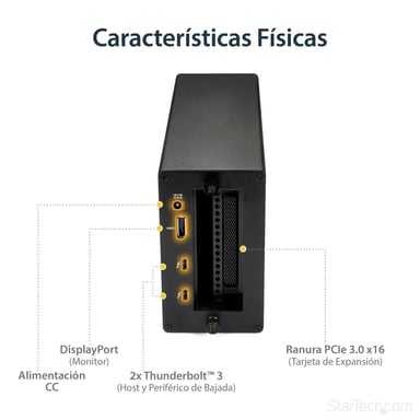 StarTech.com Caja Chasis de Expansión Thunderbolt 3 a PCI Express con DisplayPort - PCI-E x16 - PCIe de 16 Hilos