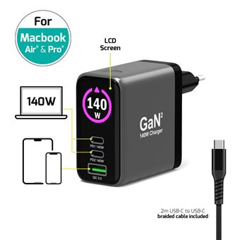 PORT Connect Chargeur Secteur USB C Power Delivery GaN + Câble 2m - vue 6