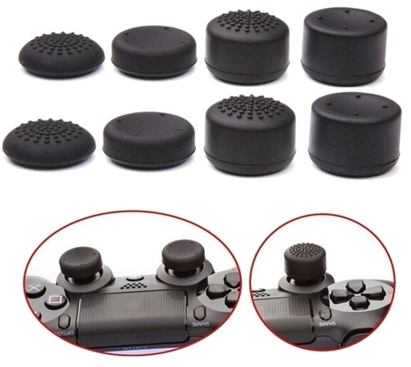 Pack de Protege Joysticks x8 pour Manette PS4 Playstation 4 Silicone Grip Accroche Lot de 8 (NOIR)