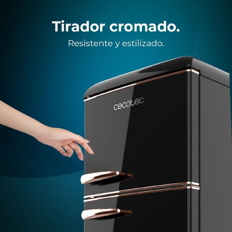Cecotec Réfrigérateur 2 Portes Rétro de 215 Bolero CoolMarket 2D Origin 215 E. Hauteur 148 2 cm et 55 2 cm de large LED Poignée Chromée Étagères en Verre Contrôle de la Température - vue 3
