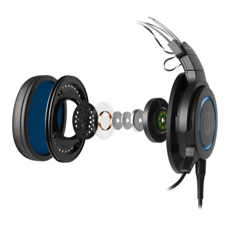 Audio-Technica ATH-G1 casque Avec fil Arceau Gaming Noir, Bleu