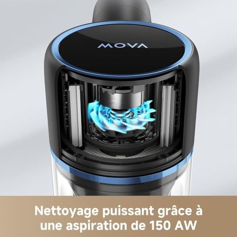 MOVA S4 Detect Aspirateur Balai sans Fil 150 AW Autonomie maximale de 90 Minutes Brosse multisurface OptiInsigh - vue 3