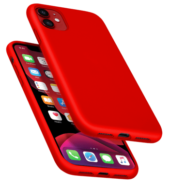 Carcasa de gel de silicona suave a prueba de golpes para Apple iPhone 11, rojo fuego