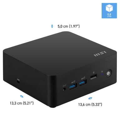 MSI Cubi NUC 1M i3 100U BB 0.84L sized PC Nero Intel SoC (Cubi NUC 1M 14th Gen i3 100U BB)