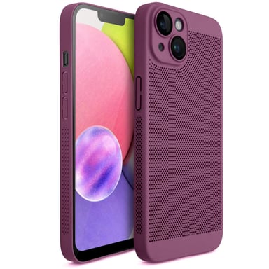 Moozy VentiGuard Coque de téléphone pour iPhone 15, Violet, 6,1 pouces – Housse respirante avec motif perforé pour la circulation de l'air, ventilation, coque de téléphone anti-surchauffe