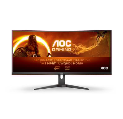 AOC G2 CU34G2XE/BK LED display 86,4 cm (34'') 3440 x 1440 pixels Wide Quad HD LCD Noir, Rouge