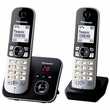 Panasonic KX-TG6822GB Telefono DECT con ID chiamante Nero, Argento