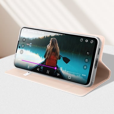 Dux Ducis Funda con cierre para Galaxy S24 / S25 efecto satinado, Dux Ducis Rosa dorado