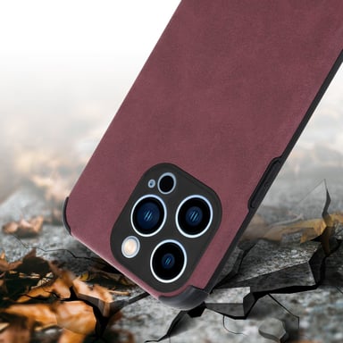 Coque pour Apple iPhone 11 PRO MAX en Bourgogne Violet Housse de protection Étui en silicone TPU avec dos en similicuir élégant