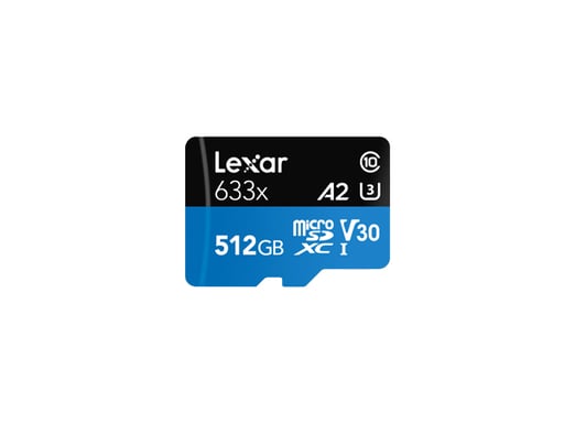 Memoria flash Lexar 633x 512 GB MicroSDXC UHS-I Classe 10 (512GB microSDXC High Speed with Adapter Class 10) [LSDMI512BB633A]