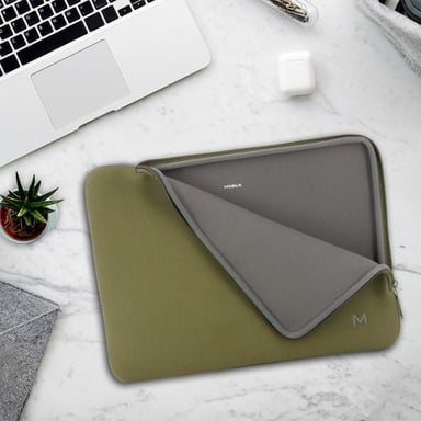 Housse en Néoprène pour Ordinateur Portable 12,5-14'', Pochette Protection PC/Notebook Etui Compatible avec MacBook Air/Pro 13.3'', Kaki/Gris