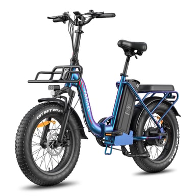 Bicicleta eléctrica plegable FAFREES F20 Max con batería LG de 48 V y 30 Ah y pantalla LCD - azul