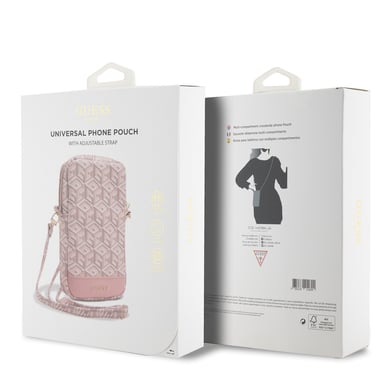 Sac à Bandoulière pour Téléphone Zippé Motif G Cube avec Logo en Métal Rose