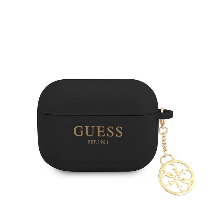 Guess Coque Pour Airpods Pro Édition 4g Charm En Silicone Avec Pendentif Noir