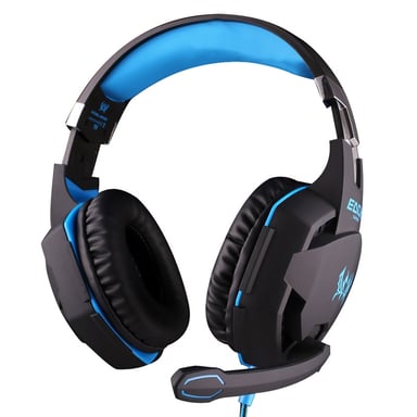 Casque Gamer Ordinateur Basse Stéréo Microphone Vibrations Voyant LED Câblé Bleu YONIS