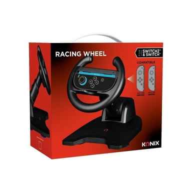 Volant Konix Racing Wheel pour Joy-Con Compatible Nintendo Switch 1 & 2 Compact Pliable Noir