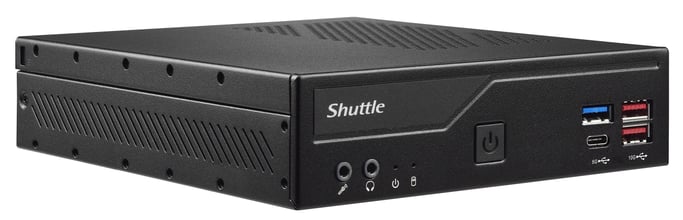 Shuttle Slim PC DH670V2 , S1700, 2x HDMI, 2x DP , 2x 2.5G LAN, 2x COM, 8x USB, 1x 2.5'', 2x M.2, funzionamento 24/7, attacchi VESA