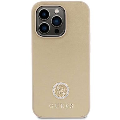 Guess GUHCP15LPS4DGPD iPhone 15 Pro 6.1'' funda rígida dorada Logo Strass Metal