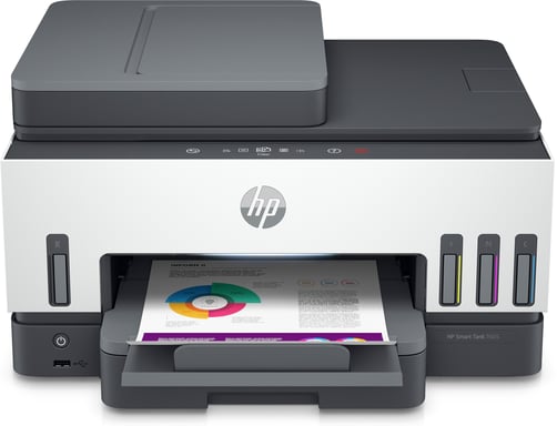 Impresora todo en uno HP Smart Tank 7605, impresión, copia, escaneado, fax, alimentador automático de documentos e inalámbrica, alimentador automático de documentos de 35 páginas; escaneado a PDF; impresión a doble cara