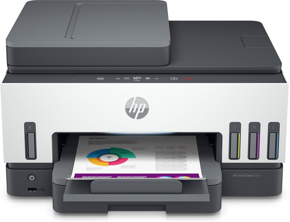 HP Smart Tank Imprimante tout-en-un 7605, Impression, copie, numérisation,  télécopie, chargeur automatique de documents